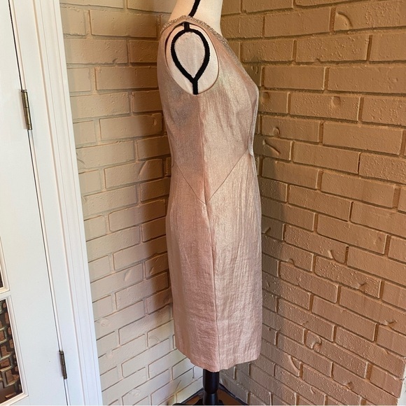 Adrianna Papell Gold Champagne Beaded Cocktail Party Dress Size 4 - Picture 4 of 10